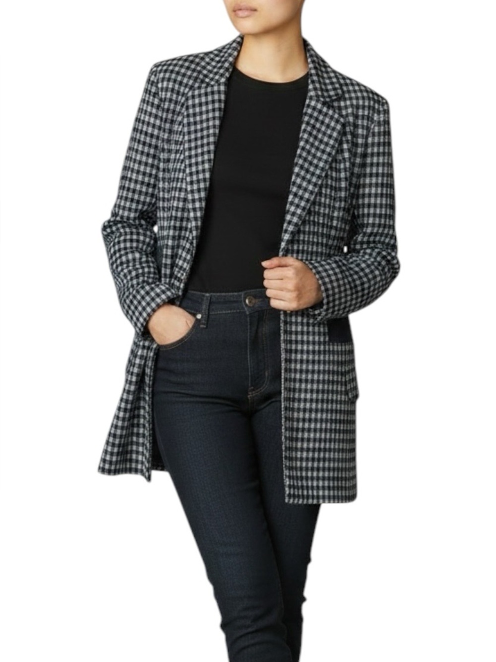 CAbi The Checkup Longline Blue Gold Button Blazer 5848 Small